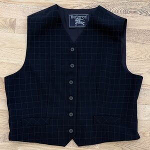 Vintage Burberry of London Navy Checkered Waist Coat Vest